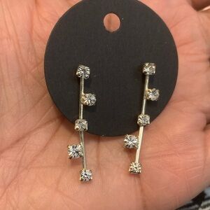 Elegant Silver Crystal Drop Earrings